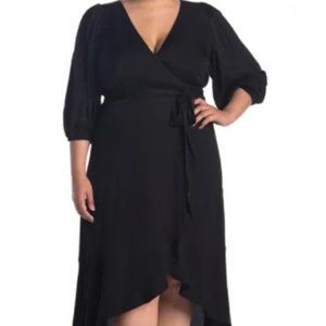 Good American | Cheetah Print Wrap High Low Dress